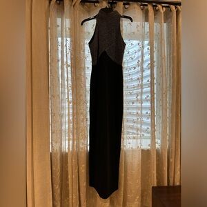 Size 6 long evening gown black and gold high neckline